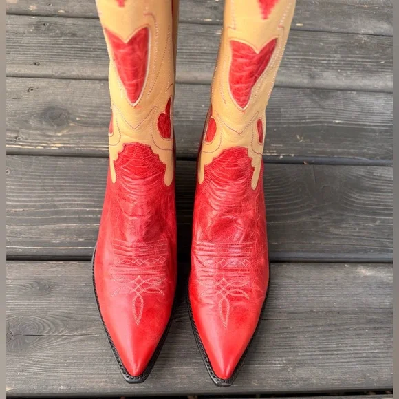 Vintage Larry Mahan Sweetheart ❤️ Design Women’s Cowboy Boots - Picture 4 of 8